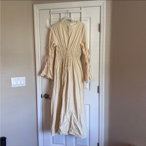 azra the label cinched beige dress